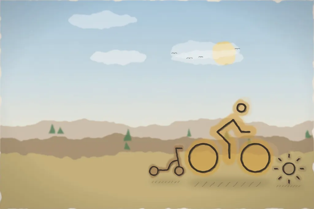 Biciclete și trotinete pe malul lacului Siutghiol (ilustrație)